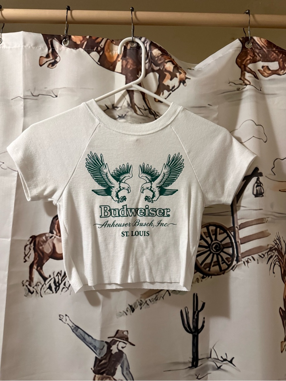 Budweiser White Graphic Crop Tee